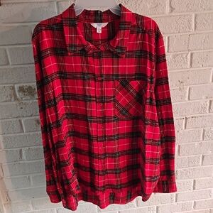 Red and Black Plaid Casual Shirt